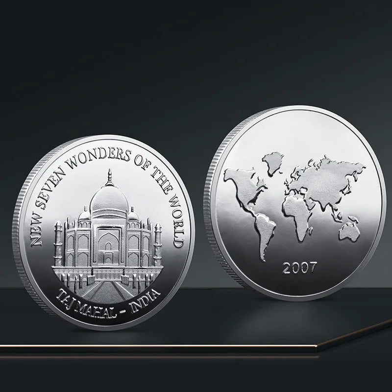 Set Di 7 Monete Placcate Oro E Argento Sette Meraviglie Del Mondo Collezione Commemorativa Viaggi