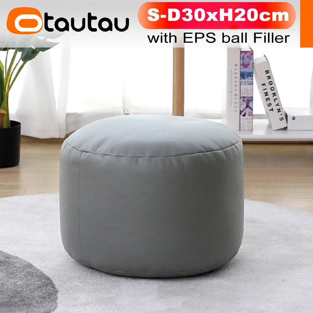 Otautau Beanbag Poggiapiedi Rotondo In Ecopelle Con Sedile Soffio D30xH20cm Sgabello Pouf Per Pavimento