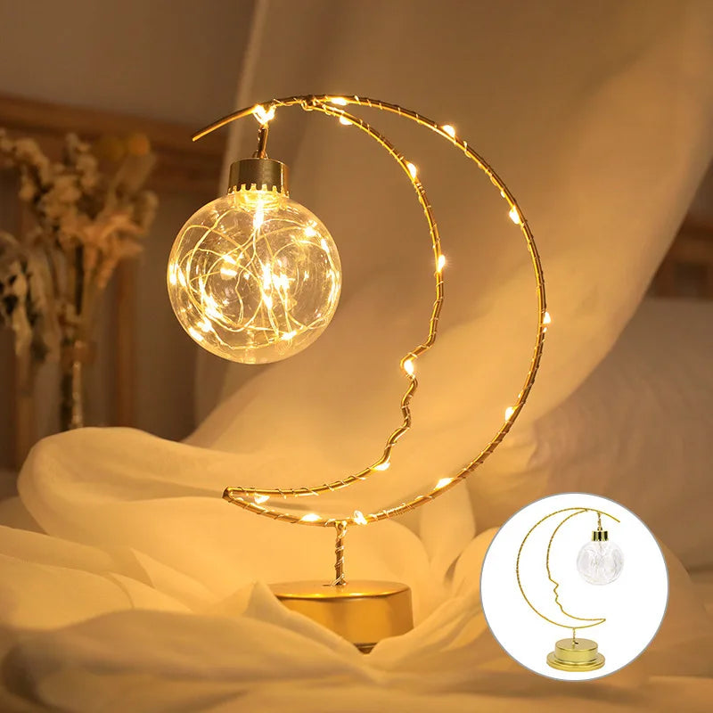 Luce LED a Forma di Luna Stella Lampada Da Notte Ferro Decorazione Interni Per Camerette Regalo Ideale