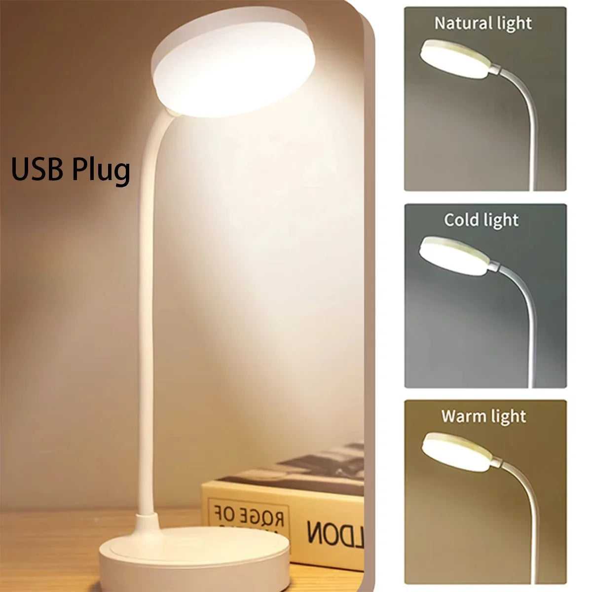 Lampada Da Scrivania LED Flessibile Con Dimmer A Tre Livelli USB Luce Bianca Calda Per Casa Ufficio Studio