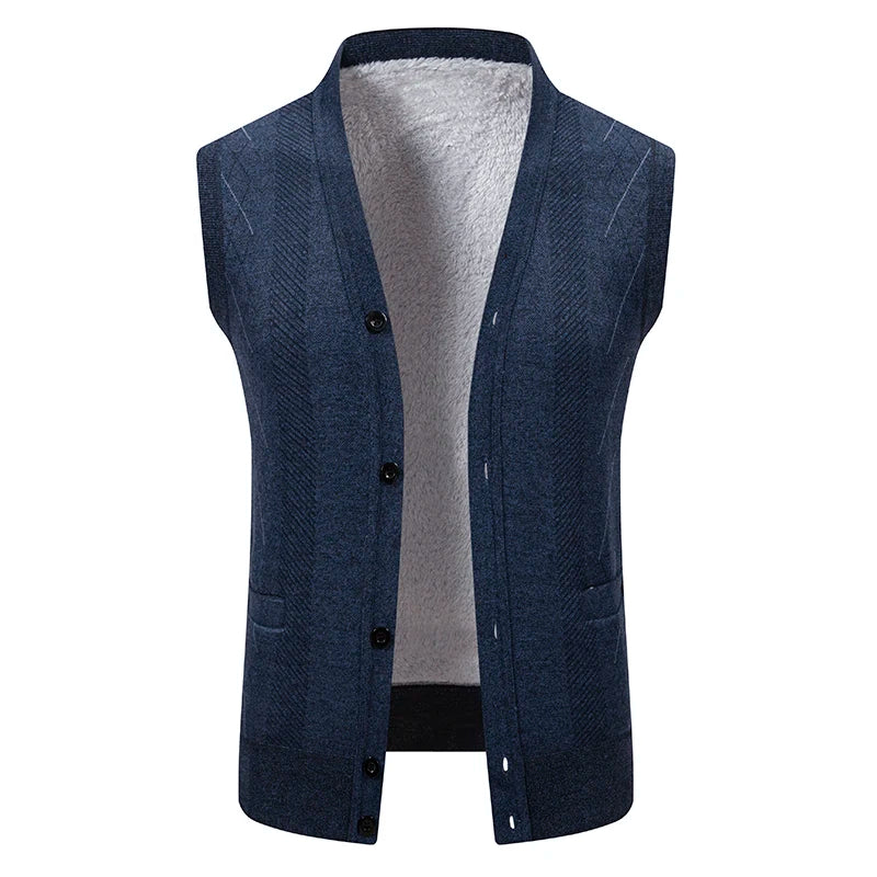 Cardigan Senza Maniche Da Uomo Gilet In Maglia Con Scollo A V Bottoni Argyle Lavorato Con Tasche