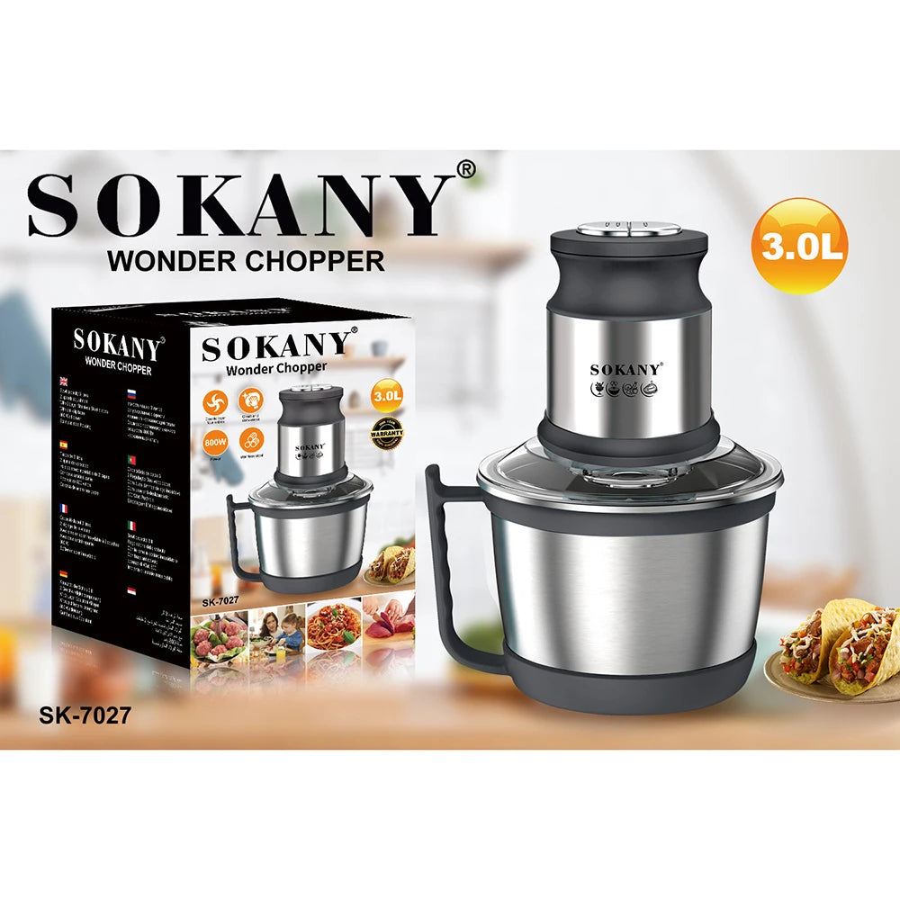 Tritacarne Elettrico 800W 3L In Acciaio Inox Frullatore Mixer Cucina Processore Alimentare Tutto in Uno 220V