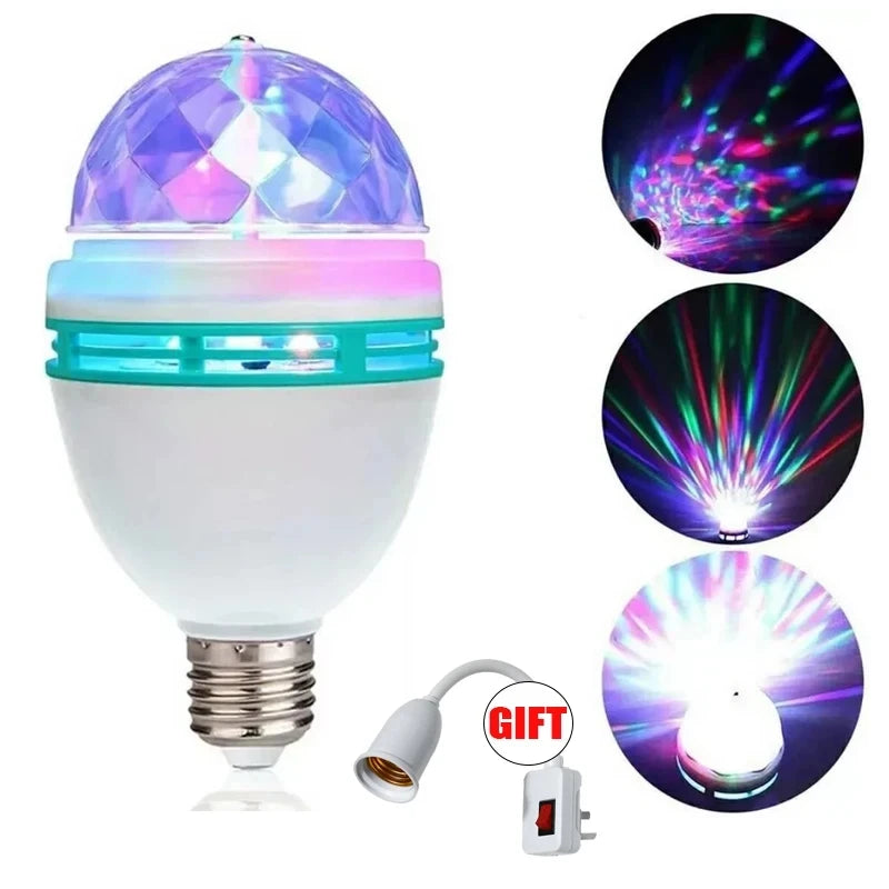 Lampada E27 Disco Rotante RGB LED Stroboscopica Per Festa Compleanno Club Bar KTV Halloween Natale Luce Cristallo