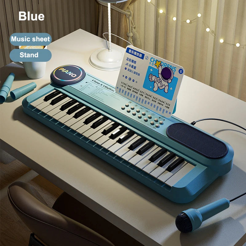 Tastiera Per Pianoforte Per Bambini A 37 Tasti Elettronico Multifunzione Con Microfono Giocattolo Educativo Per Educazione