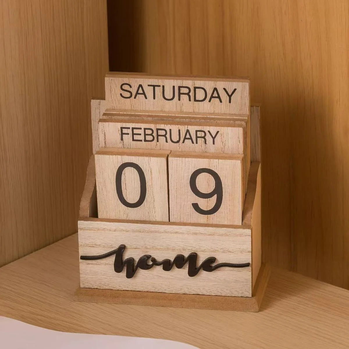 Elegante Calendario In Legno Quadrato Da Tavolo Flip Perpetuo Per Blocchi Giornalieri Per Ufficio