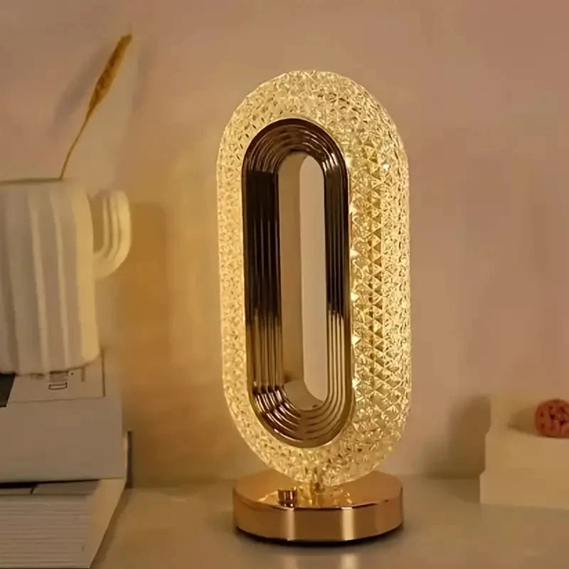 Lampada Da Tavolo Ovale Lusso Cristallo Con Ricarica Usb Per Ufficio Decorativa Notturna Da Comodino Bedro