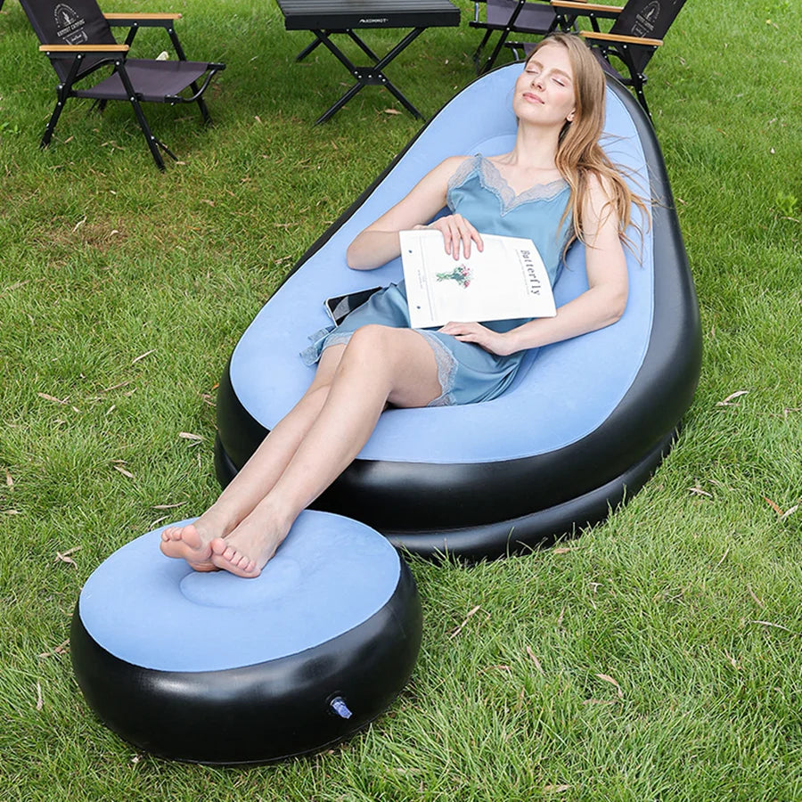 Divano Gonfiabile Pieghevole Reclinabile Letto Da Esterno Con Poggiapiedi Portatile Set Poltrone Per Pranzo