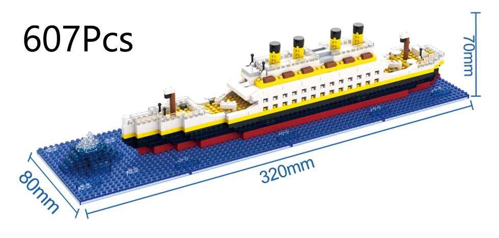Titanic Giant Puzzle Kit Micro Blocchi Nave da Crociera Desktop Regalo Compleanno Bambini