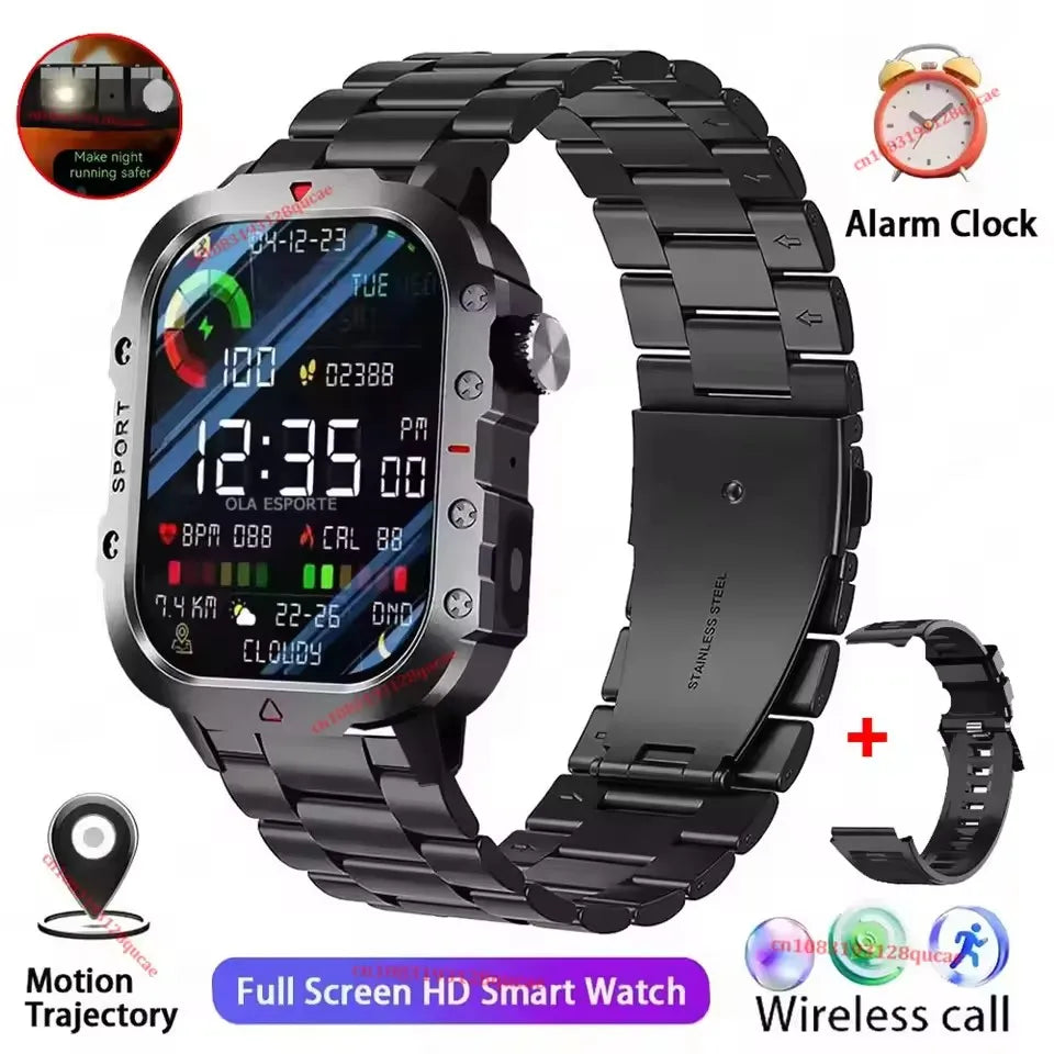Smartwatch Militare Per Uomo 2026 IP67 3ATM GPS Bluetooth Salute Pressione Sanguigna Chiamate
