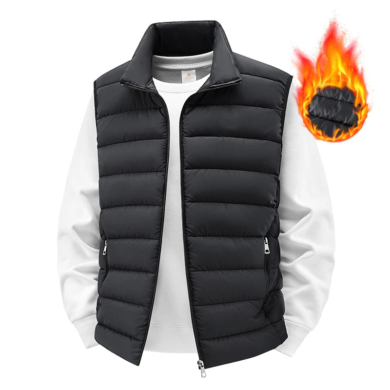 Gilet Invernale Da Uomo Antivento Senza Maniche Con Cerniera Colletto Mandarino Abbigliamento Outdoor Casual
