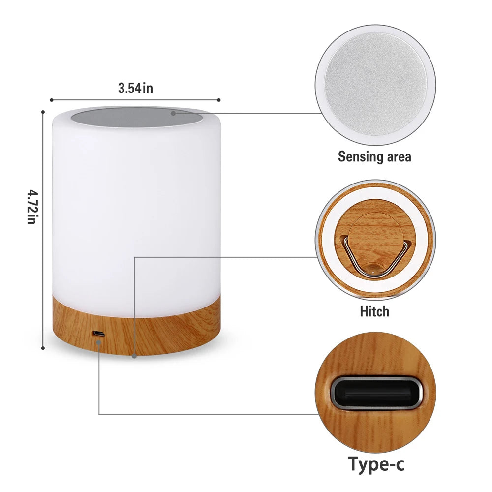 Tocca La Luce Notturna Lampada Da Tavolo Camera Da Letto Luce Colorata Ambientale Cambia Colore Ricarica USB Dimmerabile
