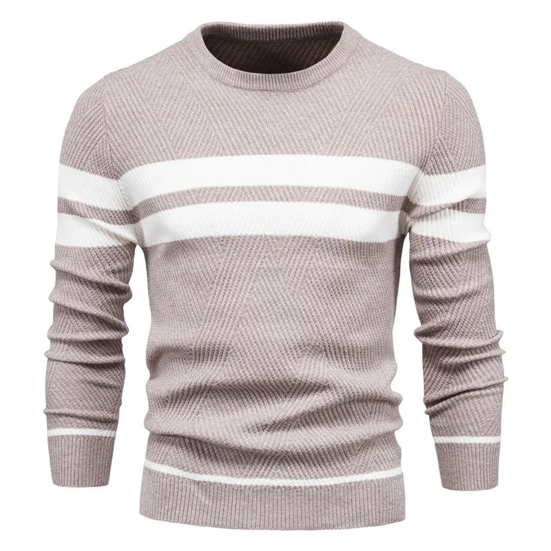 Pullover Maglione Da Uomo O Collo Patchwork Manica Lunga Caldo Sottile Abbigliamento Uomo Moda Casual Autunno