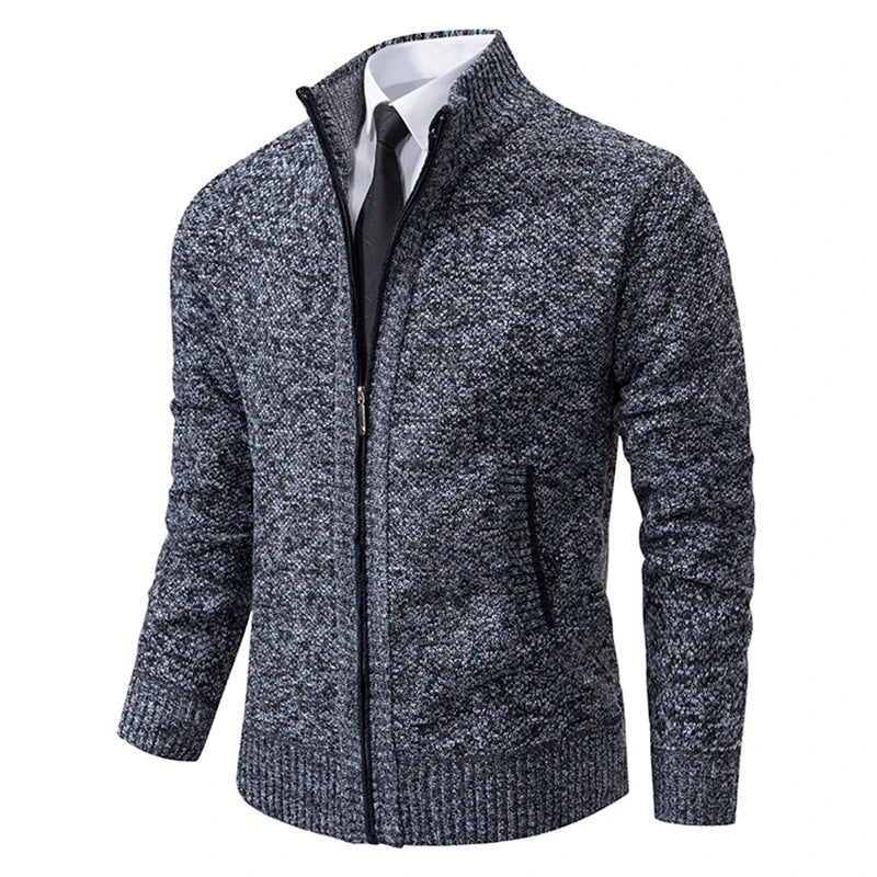 Cappotto Sportivo Casual Da Uomo In Jersey Autunno Inverno Con Colletto Alla Coreana E Cerniera Frontale In Pile