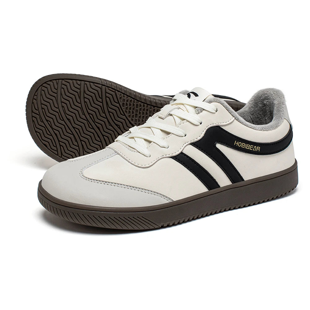 Hobibear Scarpe Da Ginnastica Unisex A Punta Larga In Pelle Artificiale Foderate In Pelliccia Sintetica Retrò Stringate