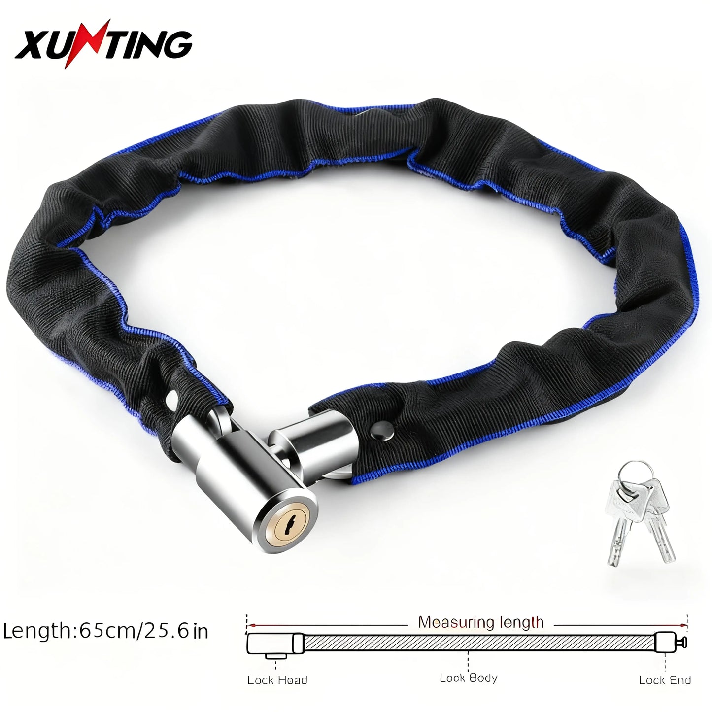 XUNTING Catena In Acciaio Antifurto Con Lucchetto Per Bicicletta Manicotto In Nylon Rotante Adatta A E Bike E Moto