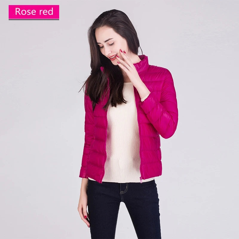 Cappotto Imbottito Femminile Ultraleggero Ripiegabile Collo Alla Coreana Slim Fit Da Ufficio 2023 Nuovi Arrivi