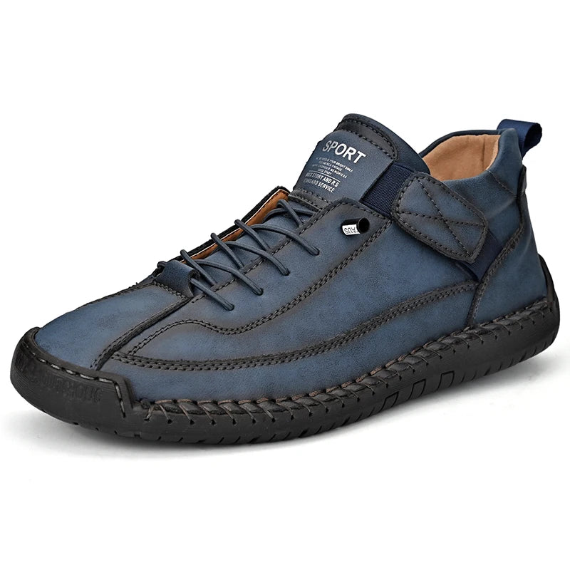 Stivali Da Uomo Primavera Autunno In Pelle Cuciti A Mano Lusso Retro In Stile Britannico Taglie Forti