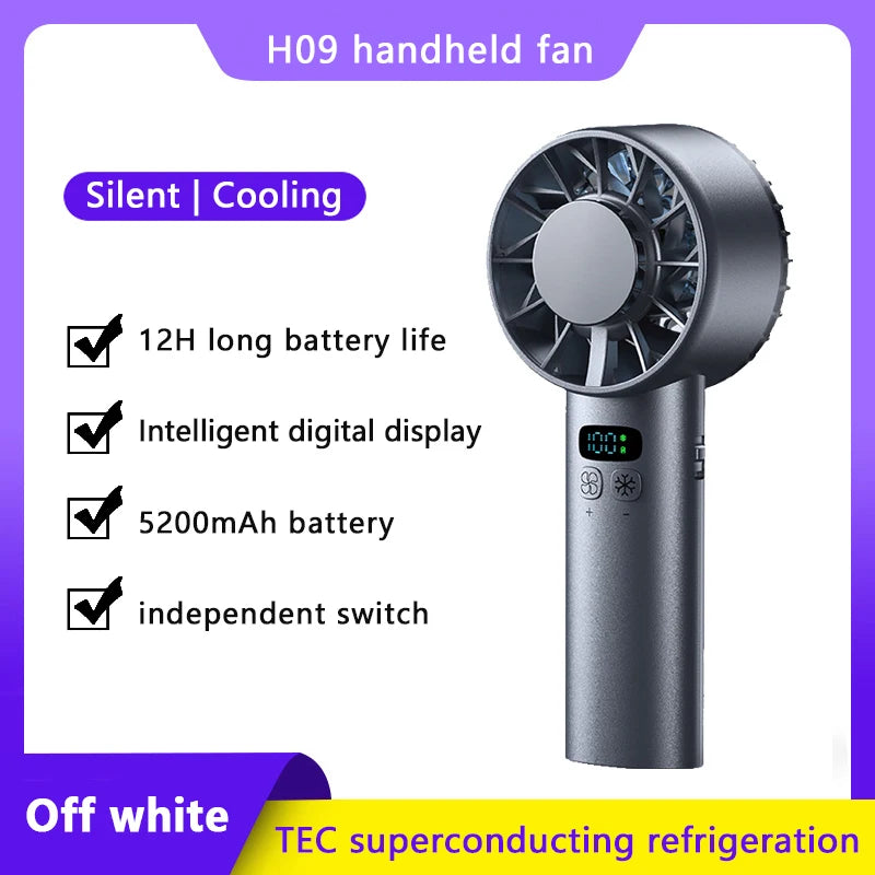 Mini Ventilatore Portatile Da Esterno Con Display LED Refrigerazione Semiconduttore 100 Velocità Vento USB Ricaricabile