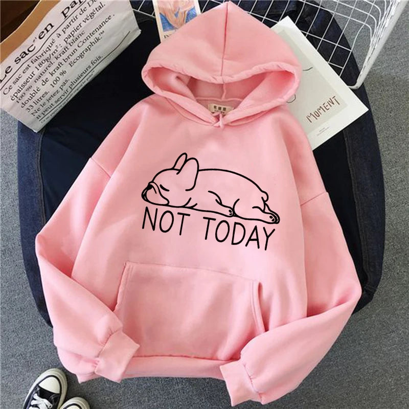 Felpe Con Cappuccio Vintage Stampa Cani Francesi Donna Casual Grafiche Streetwear Anni 90 Autunno Inverno Kawaii