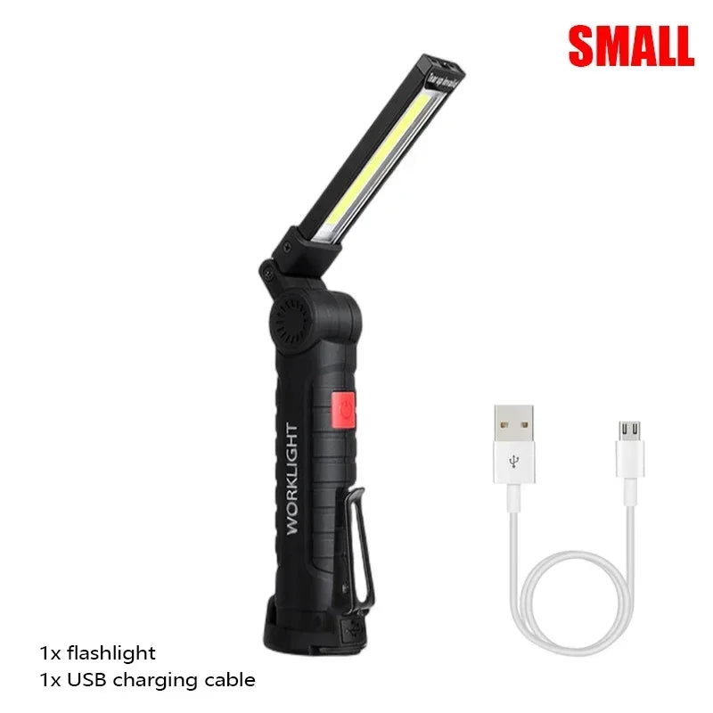 Torcia Portatile A LED COB Ricaricabile USB Lanterna Magnetica Con Batteria Incorporata Per Campeggio E Lavoro