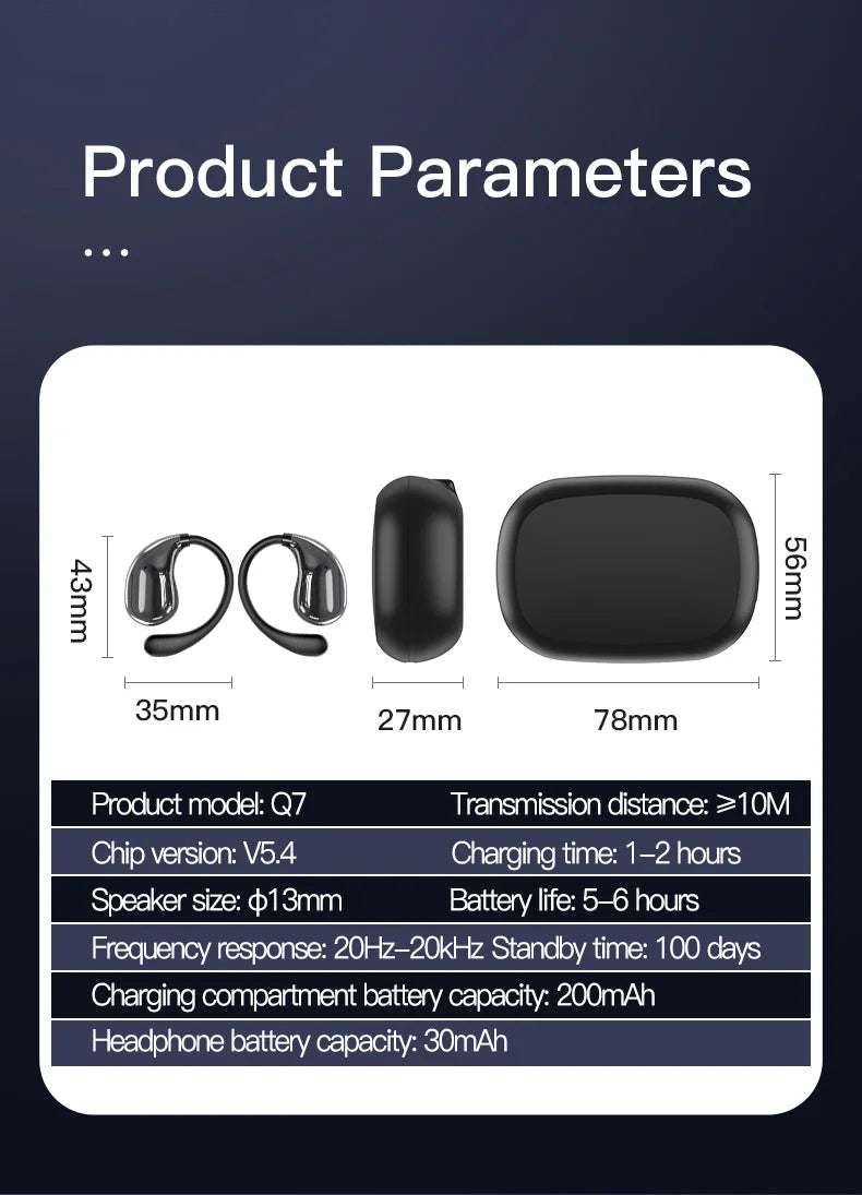 Cuffie Wireless Bluetooth Con Gancio Per L Orecchio Auricolari Stereo Impermeabili Display LED Controllo Touch