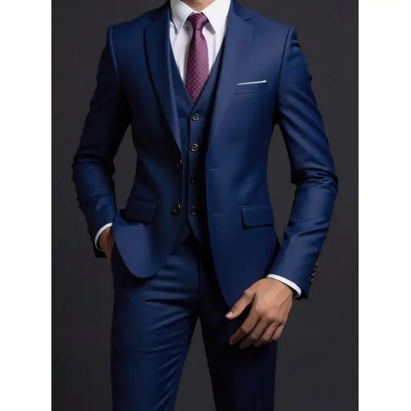 Completo Tre Pezzi Uomo Stile Britannico Elegante Per Matrimoni Cerimonie Banchetti Comfort Sobrietà Presenza