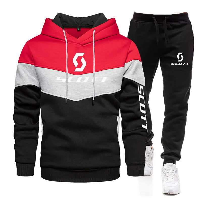 Tuta Da Uomo In Due Pezzi Autunno Felpa Con Cappuccio E Pantaloni Set Sportivo Casual Per Ciclismo