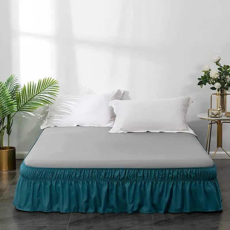 Gonne Da Letto Avvolgenti Con Volant Per Letti Queen In Tessuto Resistente Alle Pieghe Elastico Regolabile Facile Da Montare