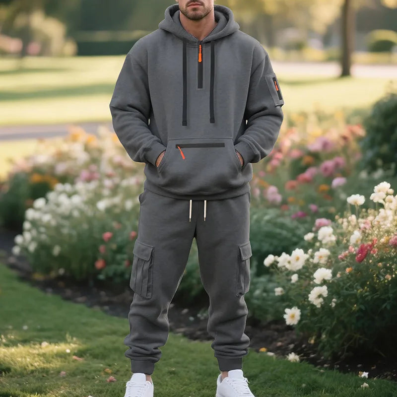 Tuta Sportiva Da Uomo In Pile Per Autunno Inverno Con Zip Tasche Multitasche Abbigliamento Sportivo Casual