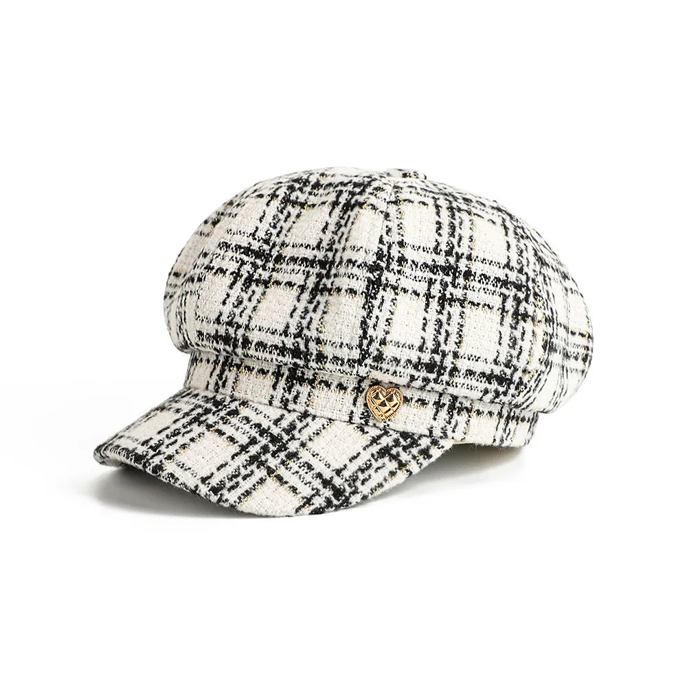 Berretto Da Donna Ottagonale Scozzese Vintage Dolce Casual Stile Moda Nuovo Per Donne Elegante