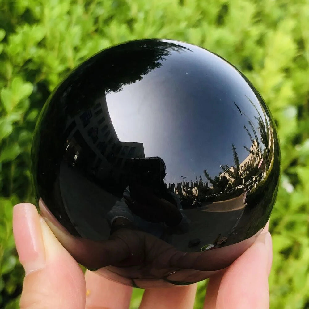 Sfera Di Ossidiana Nera Naturale Sfera Magica Cristallo Guarigione Reiki Feng Shui Decorazioni Per La Casa Senza Base