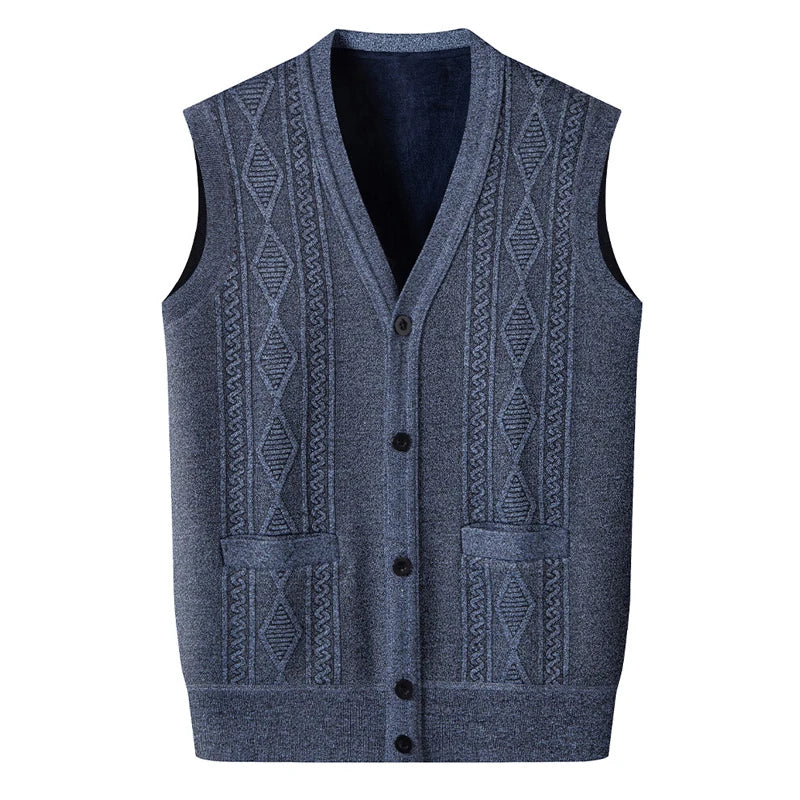 Gilet Maglione Da Uomo Con Scollo A V Senza Maniche Lavorato A Maglia Tinta Unita Con Motivo A Rombi