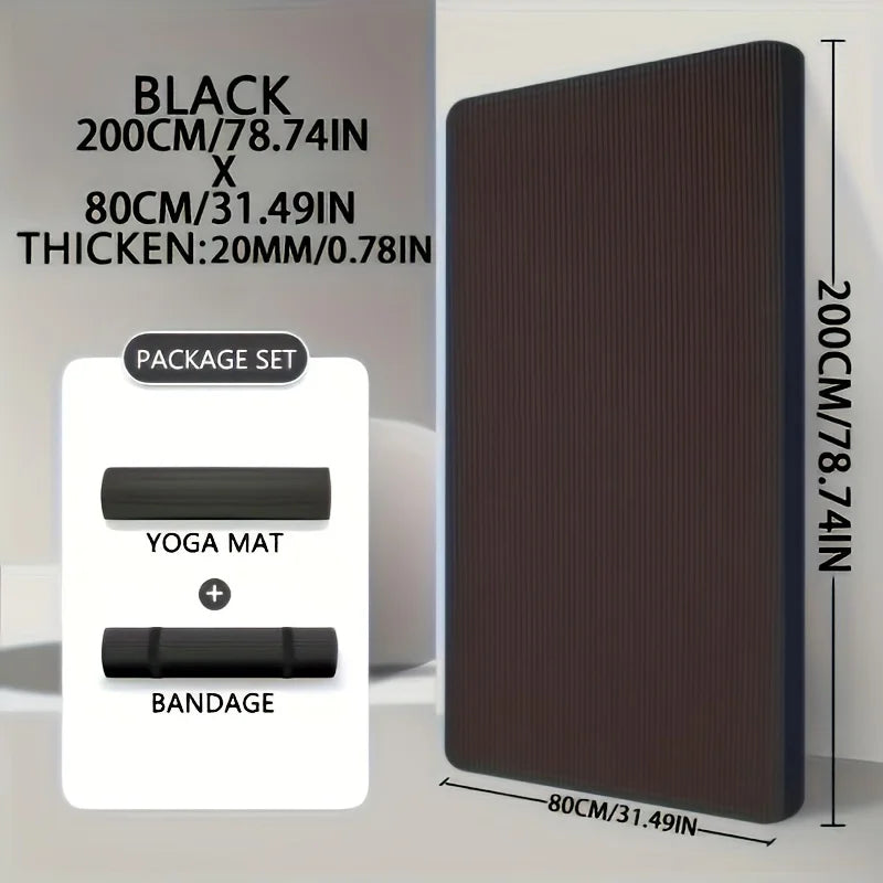 Tappetino Da Yoga NBR Spesso 15/20 Mm Antiscivolo Per Esterni 200x80 Cm Esercizio Palestra Allenamento Fitness