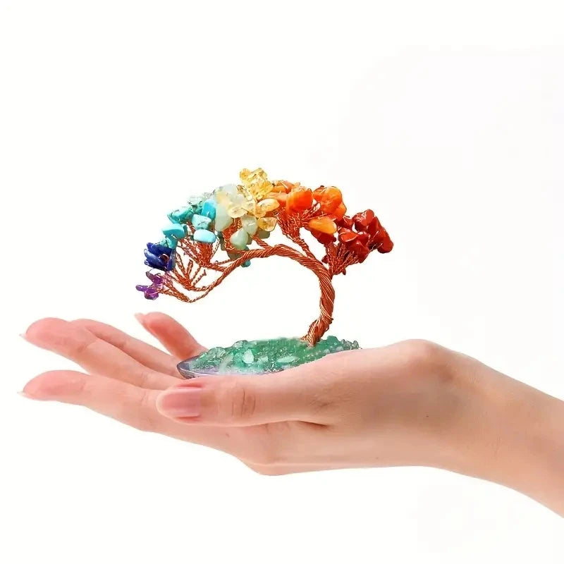 Albero Della Fortuna Feng Shui Cristallo Colorato Con Agata Naturale E Filo Di Rame Decorativo Per Casa Ufficio