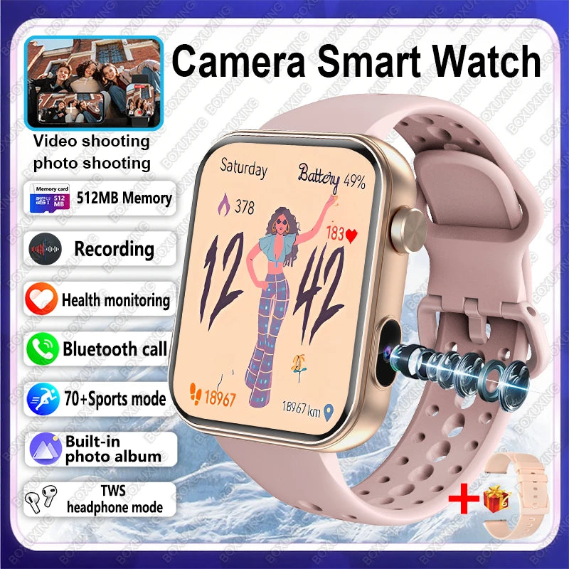 Nuovo Smartwatch Fotocamera per Uomo e Donna Registrazione Foto e Video Fitness Salute Impermeabile Chiamate Bluetooth