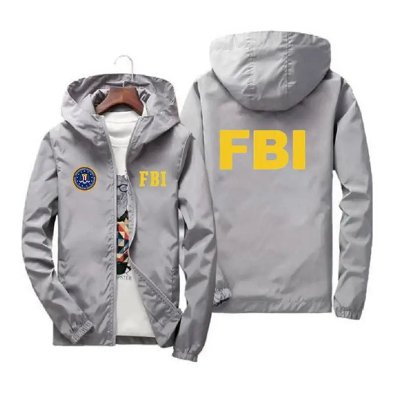Nuova Giacca Uomo Sportiva Da Esterno Stampata FBI Alta Qualità Con Cappuccio Antivento Primaverile
