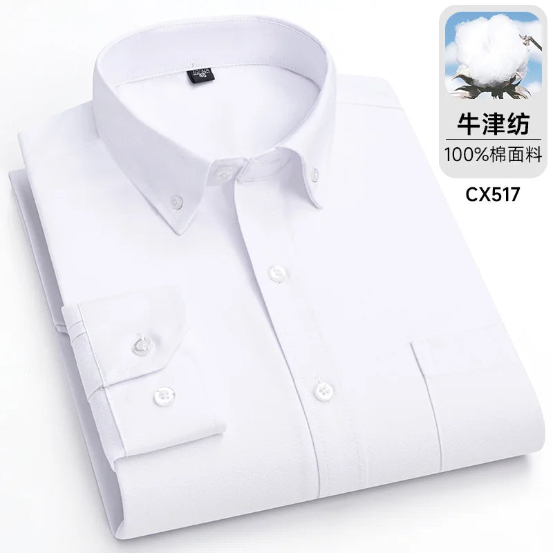 Camicie Scozzesi a Righe Da Uomo In Cotone Oxford Maniche Lunghe Con Bottoni Taglie 6XL 7XL Business Casual
