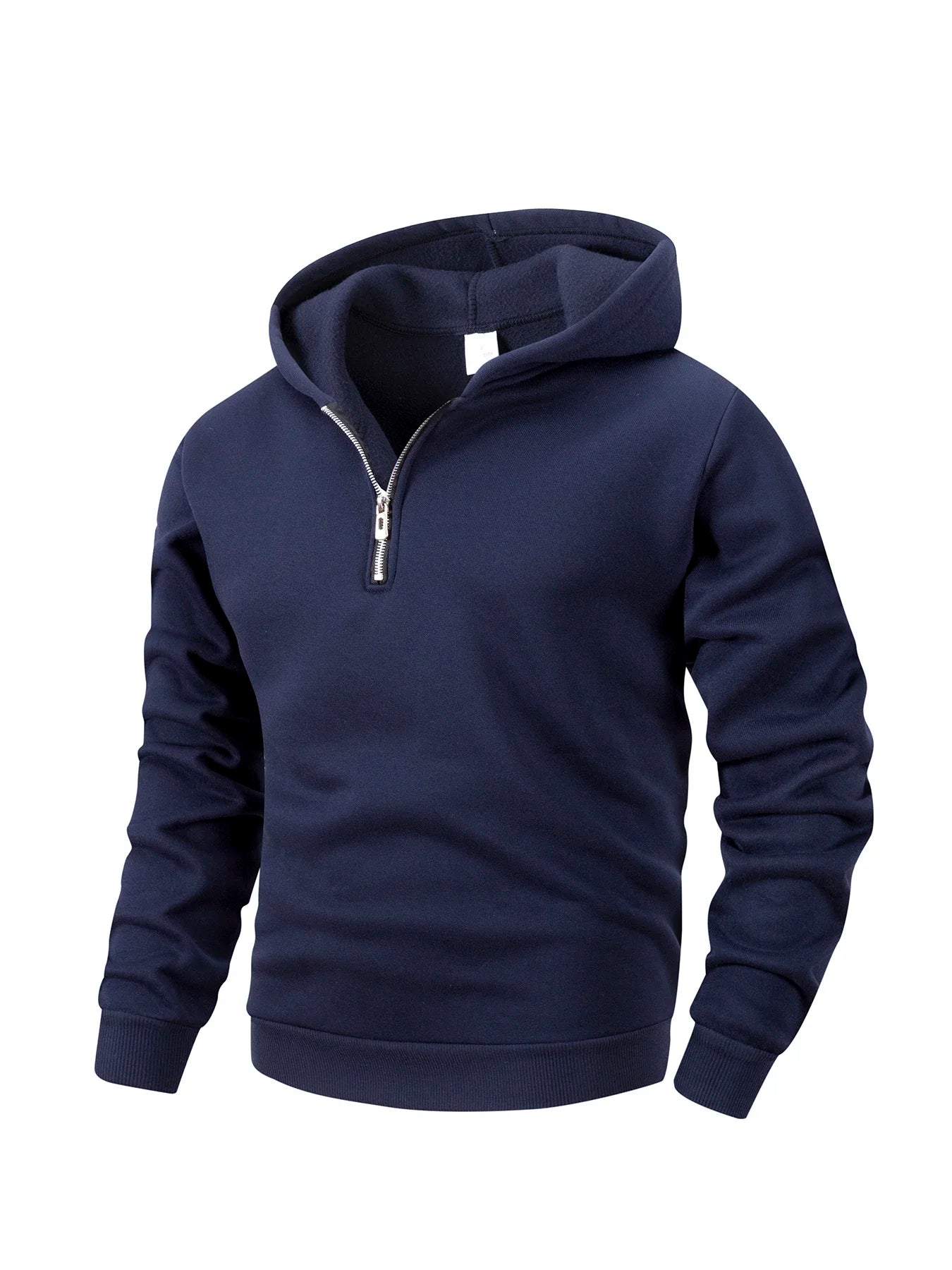 Felpa Con Cappuccio Da Uomo Casual Autunno Calda Solida Con Maniche Lunghe Mezza Cerniera Per Sport Aperto Quotidiano