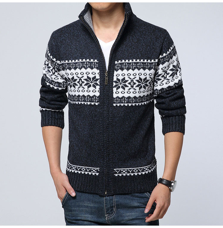 Nuovo Maglione Da Uomo Autunno Inverno In Lana Con Collo Mandarino Tinta Unita Cardigan Lavorato A Maglia Spesso Casual
