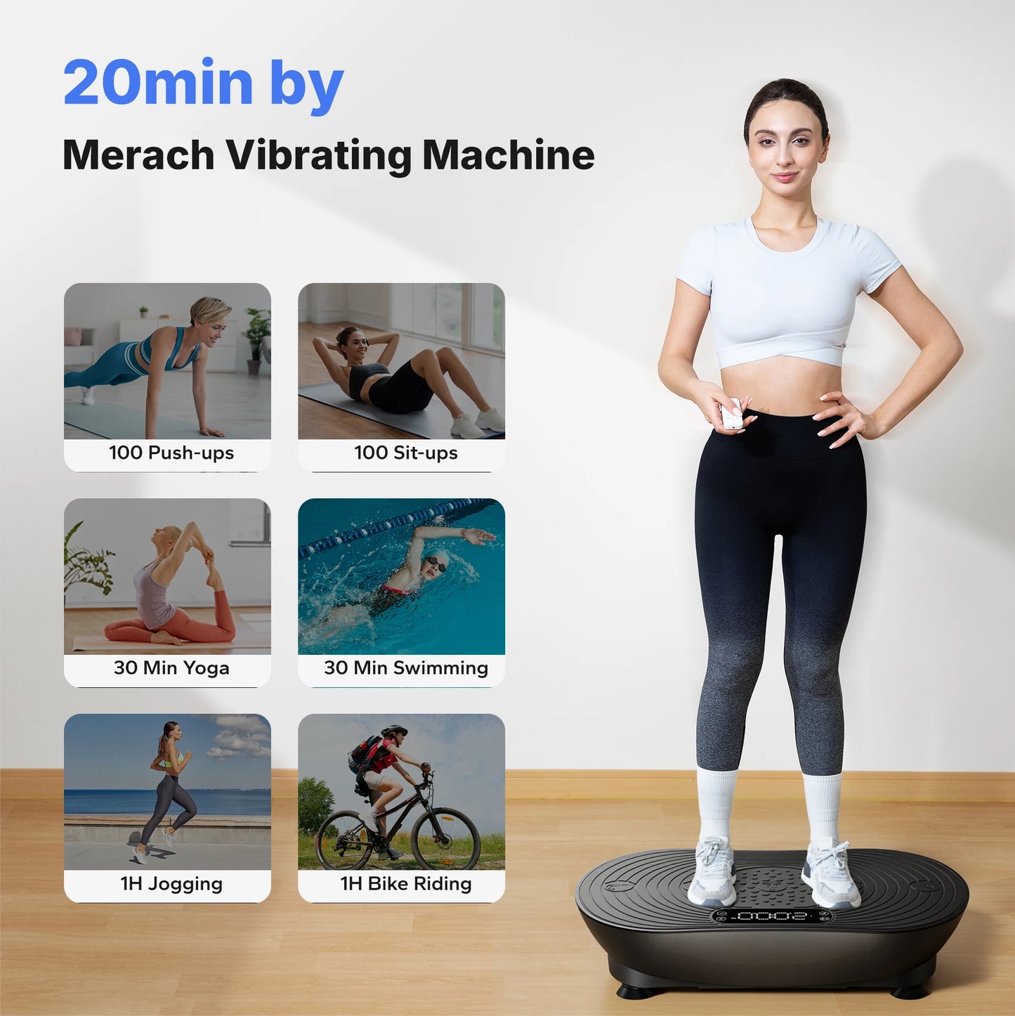 Piattaforma Vibrante MERACH Dimagrimento Tonificazione 99 Livelli Velocità Vibrazione Potenziata Bluetooth Touchscreen LED