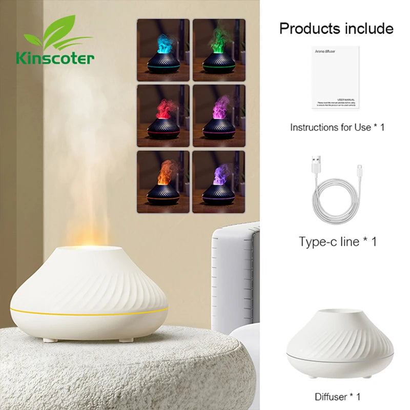 Umidificatore Per Aromaterapia Vulcanica 130ml Diffusore Di Oli Essenziali Portatile USB Con Luce Notturna