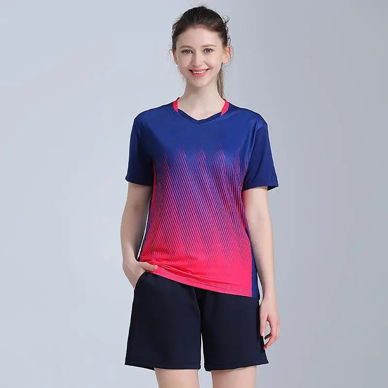 Maglietta Ping Pong Unisex Manica Corta 2024 Abbigliamento Sportivo Da Allenamento Fascia Alta Per Tennis Badminton
