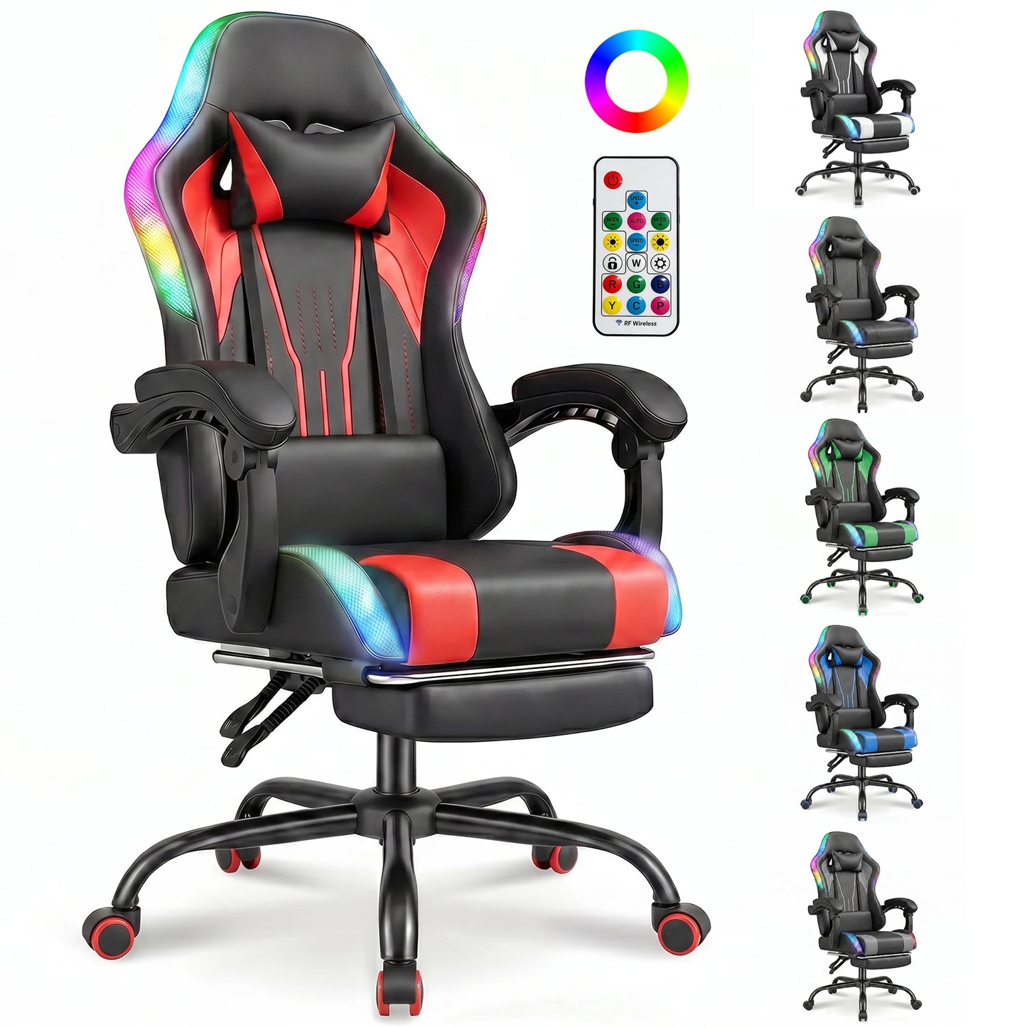 Sedia Da Gaming Ergonomica Devoko Con Illuminazione RGB Regolabile In Altezza E Inclinabile Per Gaming
