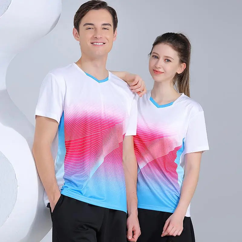Maglietta Ping Pong Unisex Manica Corta 2024 Abbigliamento Sportivo Da Allenamento Fascia Alta Per Tennis Badminton