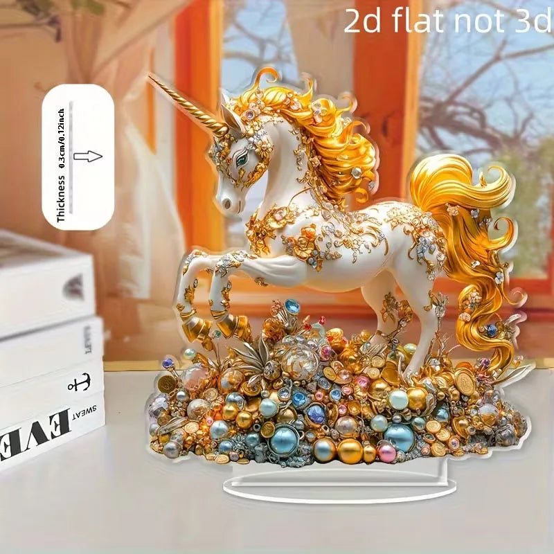 Statua In Acrilico Con Cavallo Motivo Bohémien Decorazione Da Tavolo Simbolo Ricchezza Prosperità Regalo Capodanno 2D