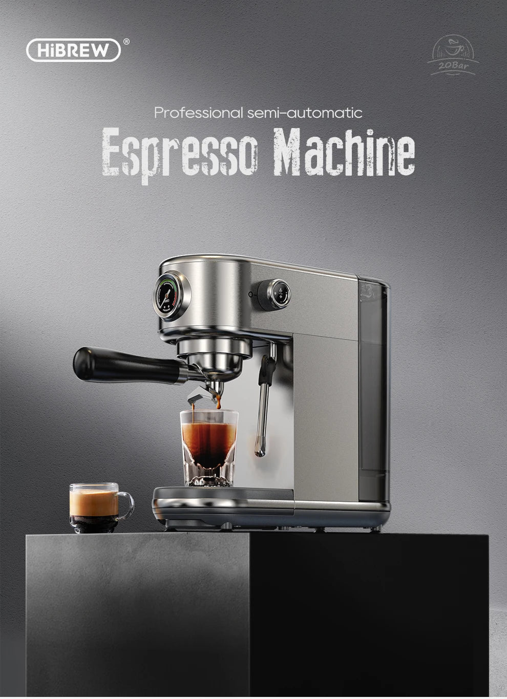 HiBREW 20 Bar Macchina Per Caffè Espresso Semiautomatica Temperatura Regolabile Freddo Caldo Sottile Cappuccino H10B