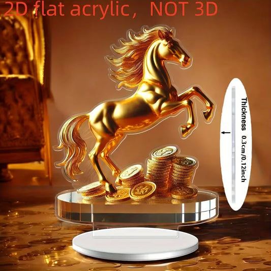 1 statua in acrilico con motivo cavallo in stile bohémien - decorazione artistica da tavolo, simbolo della ricchezza e della prosperità, regali di Capodanno, piatto 2D