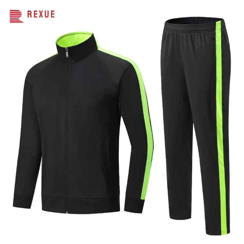 Tuta da allenamento di calcio giacca con zip top e pantaloni divisa da calcio personalizzata autunno inverno 2 pezzi vestiti per esercizi di Fitness