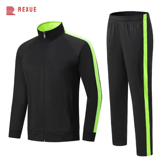 Tuta da allenamento di calcio giacca con zip top e pantaloni divisa da calcio personalizzata autunno inverno 2 pezzi vestiti per esercizi di Fitness