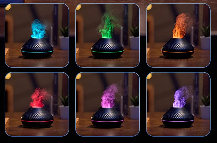 Umidificatore Per Aromaterapia Vulcanica 130ml Diffusore Di Oli Essenziali Portatile USB Con Luce Notturna